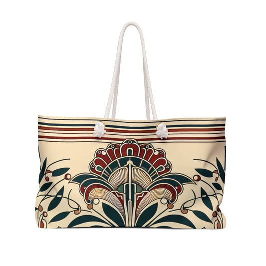 "Golden Glamour: A Dynamic Art Deco Cityscape at Sunset" - The Alien Weekender Bag Art Deco