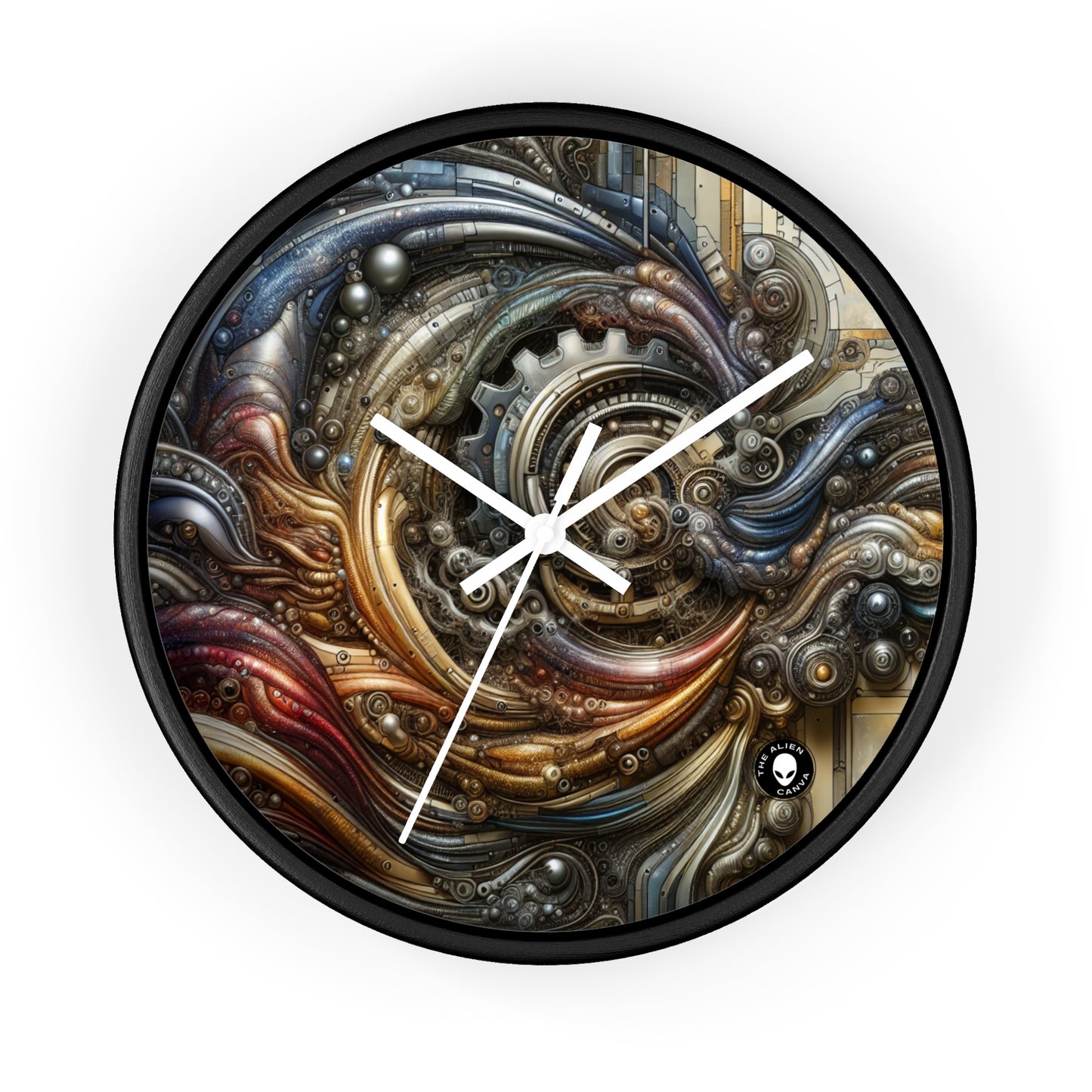 "Bio-Mech Cityscape: Harmonious Fusion" - The Alien Wall Clock Bio-mechanical Art