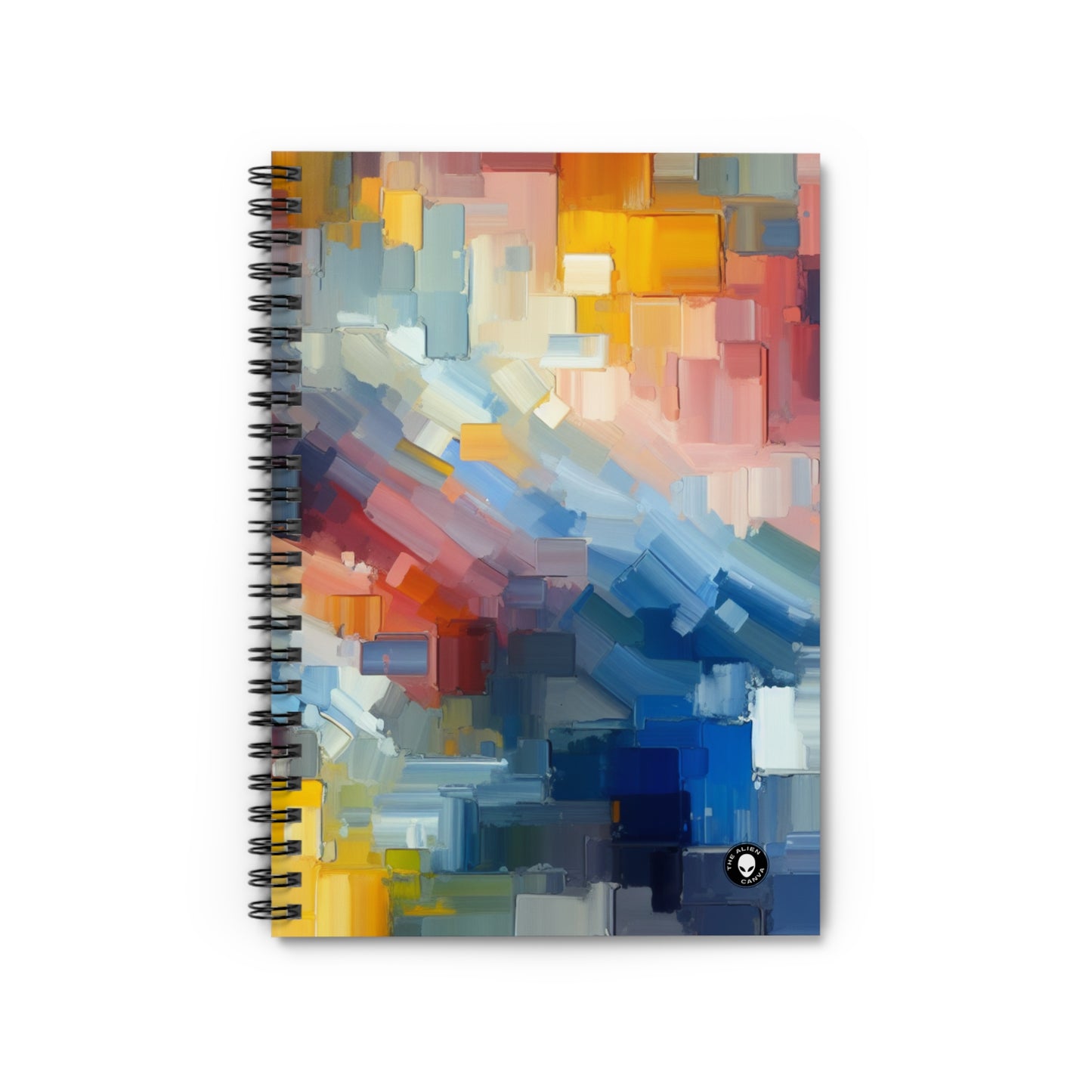 "Atardecer tranquilo: una pintura de campo de color pastel suave" - ​​Cuaderno de espiral The Alien (línea rayada) Pintura de campo de color