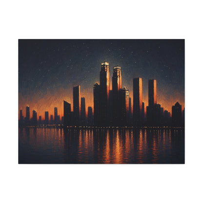 "The City Aglow" - The Alien Canva Post-Impressionism Style