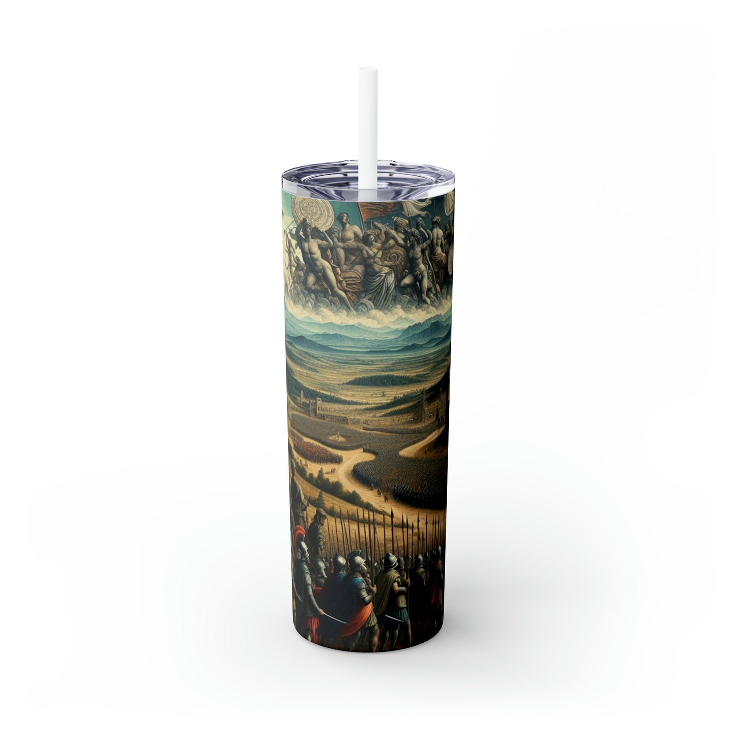 "Minerva Over the Renaissance Battlefield" - Vaso delgado con pajita Alien Maars® de 20 oz Arte renacentista