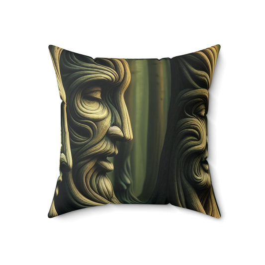 "Whispering Trees: Secrets of the Mystic Forest"- The Alien Spun Polyester Square Pillow