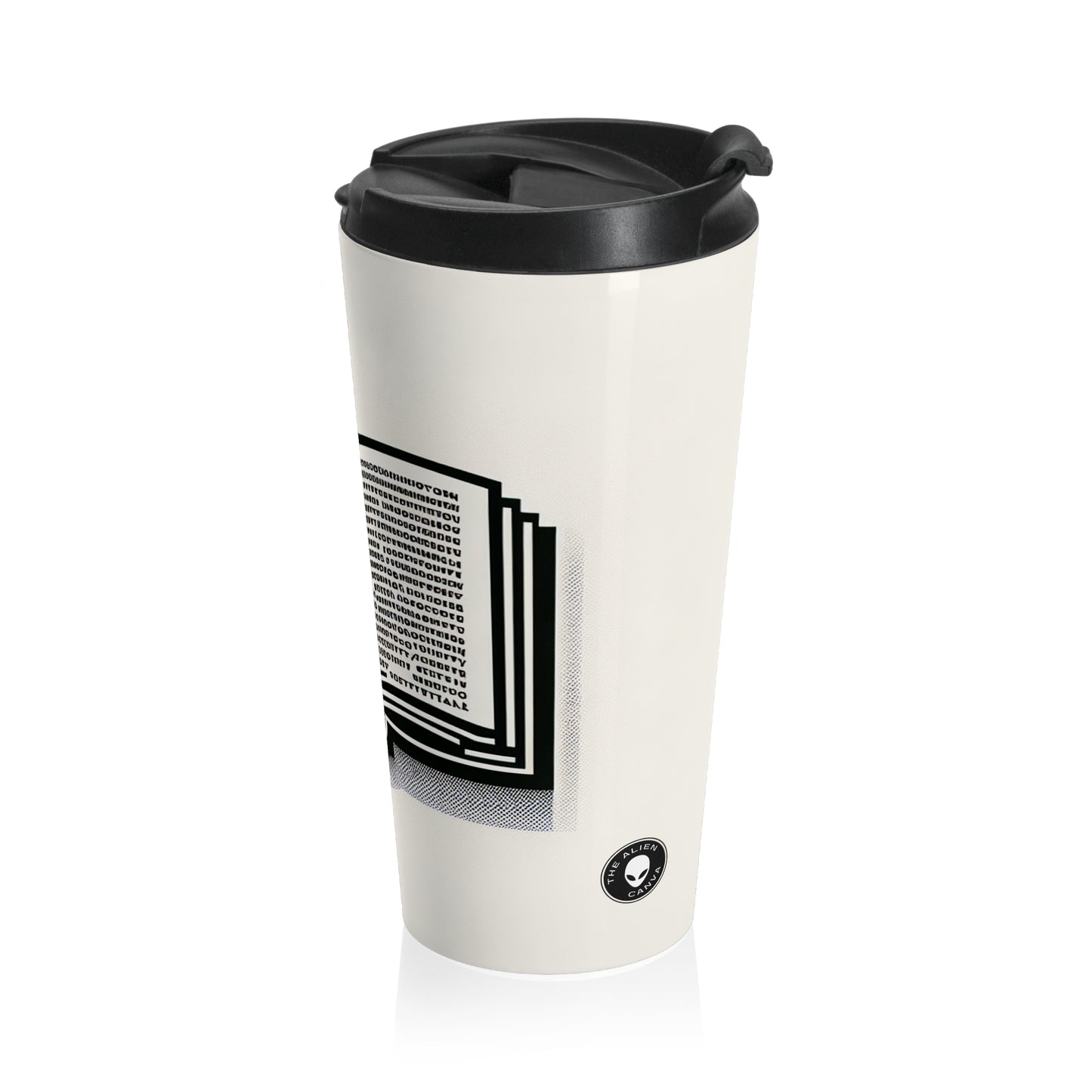 "A Singular Story: Monochrome Typography" - The Alien Stainless Steel Travel Mug Minimalism