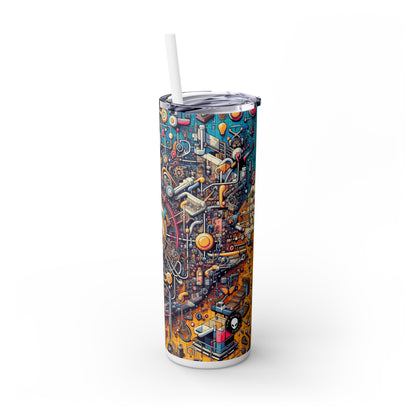 "Connection Points: Exploring Human Interactions in Public Spaces" - The Alien Maars® Skinny Tumbler with Straw 20oz Relational Art