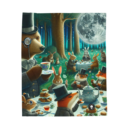 "Enchanted Moonlit Tea Party in the Forest" - The Alien Velveteen Plush Blanket