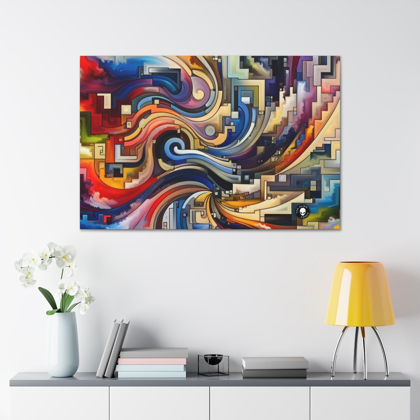 "Serene Blue: Abstract Art with Geometric Shapes" - The Alien Canva Abstract Art