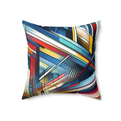 "Galactic Dream: Futuristic Neon City"- The Alien Spun Polyester Square Pillow Futurism