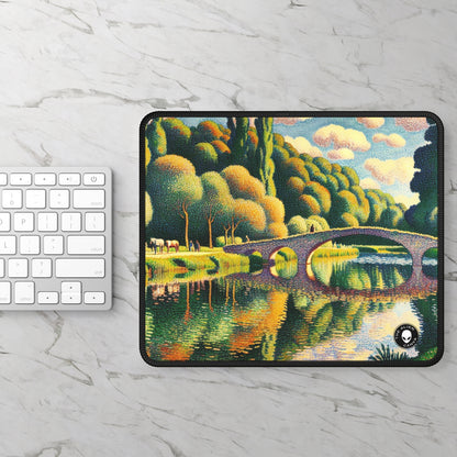 "Tranquil Sunset: A Pointillism Landscape" - The Alien Gaming Mouse Pad Pointillism