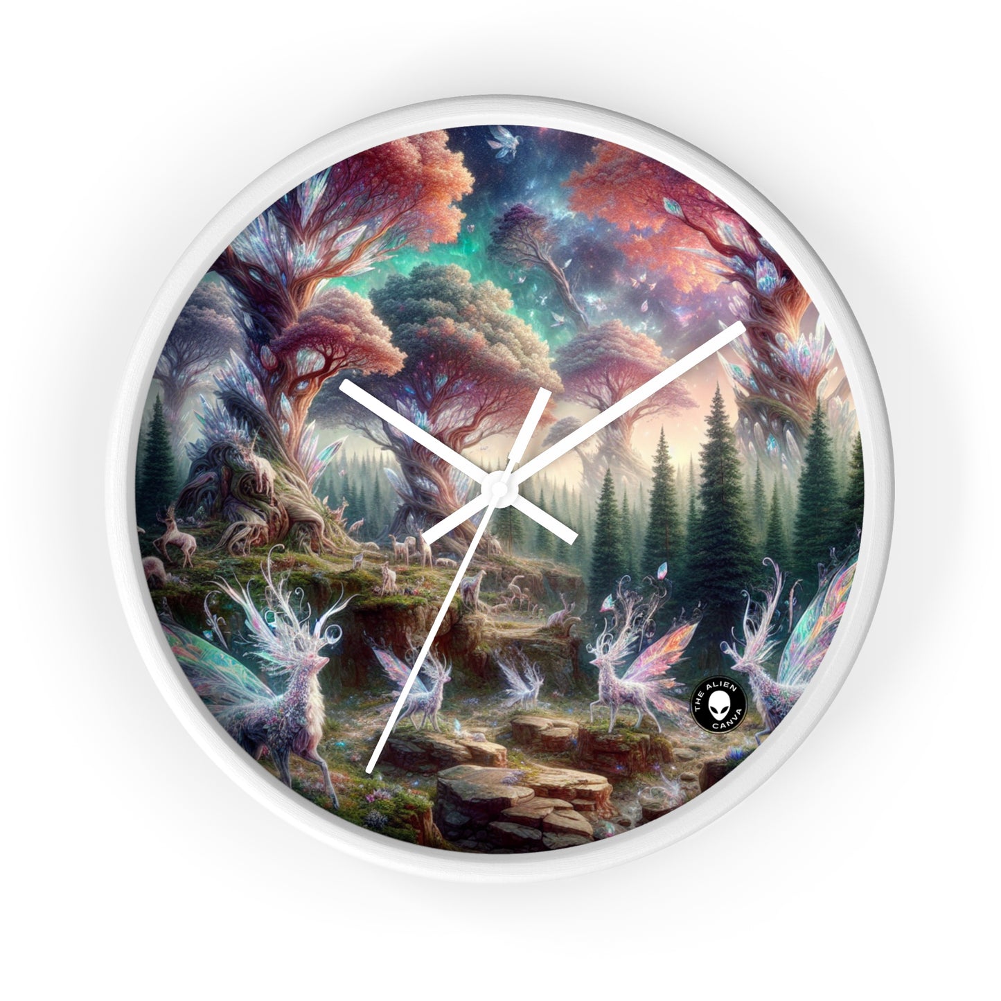 "Crystal Forest: A Magical Realm" - The Alien Wall Clock