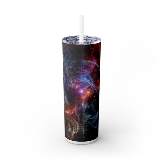 "Nature's Neon Metropolis: A Surreal Fusion of Technology and Greenery" - The Alien Maars® Skinny Tumbler with Straw 20oz Digital Art