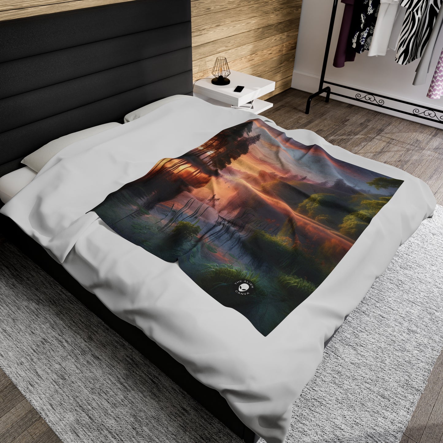 "Urban Symmetry: A Hyperrealistic Exploration of City Life" - The Alien Velveteen Plush Blanket Hyperrealism