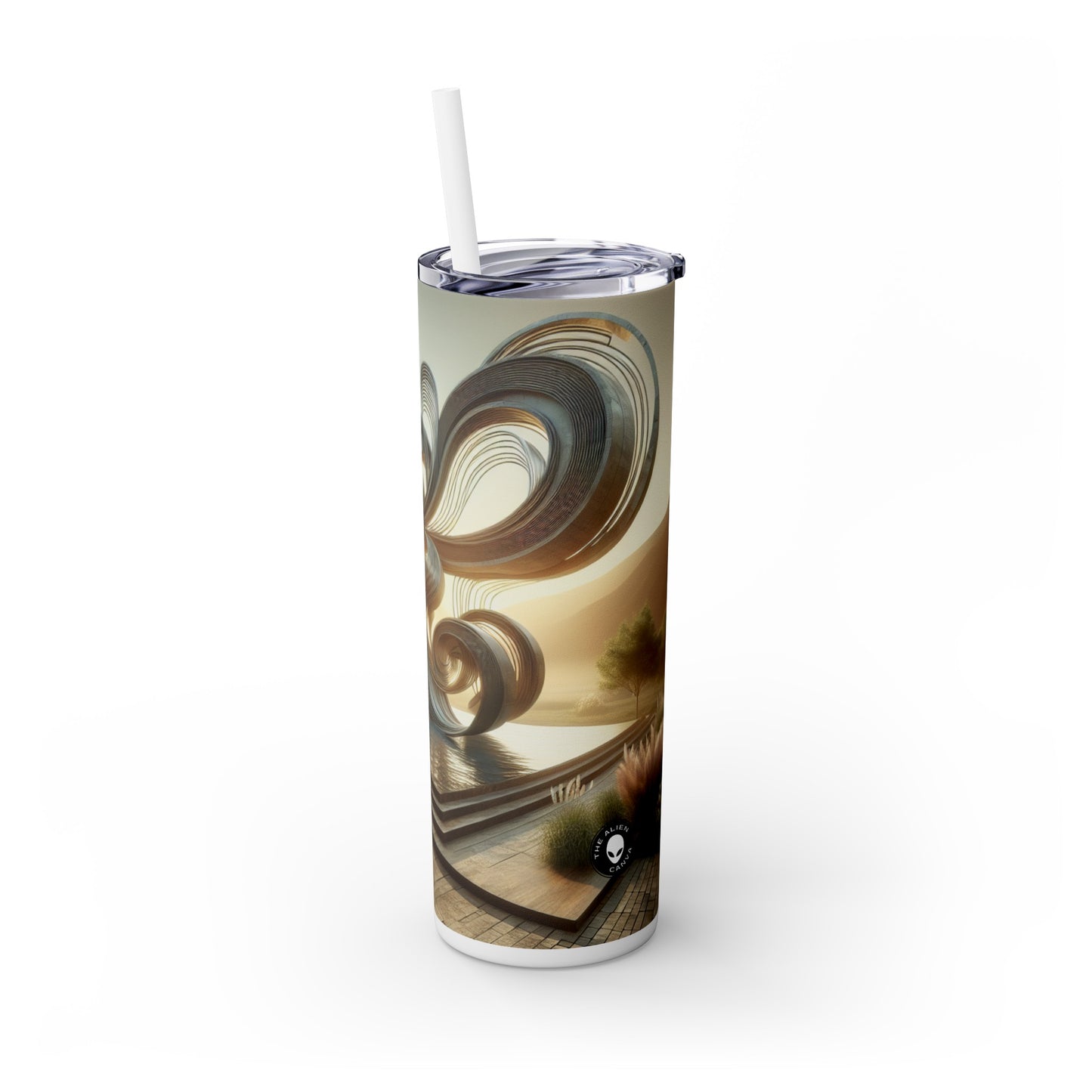 "Transformer la consommation : une installation d'éco-art interactive" - ​​Sculpture d'installation Alien Maars® Skinny Tumbler avec paille de 20 oz