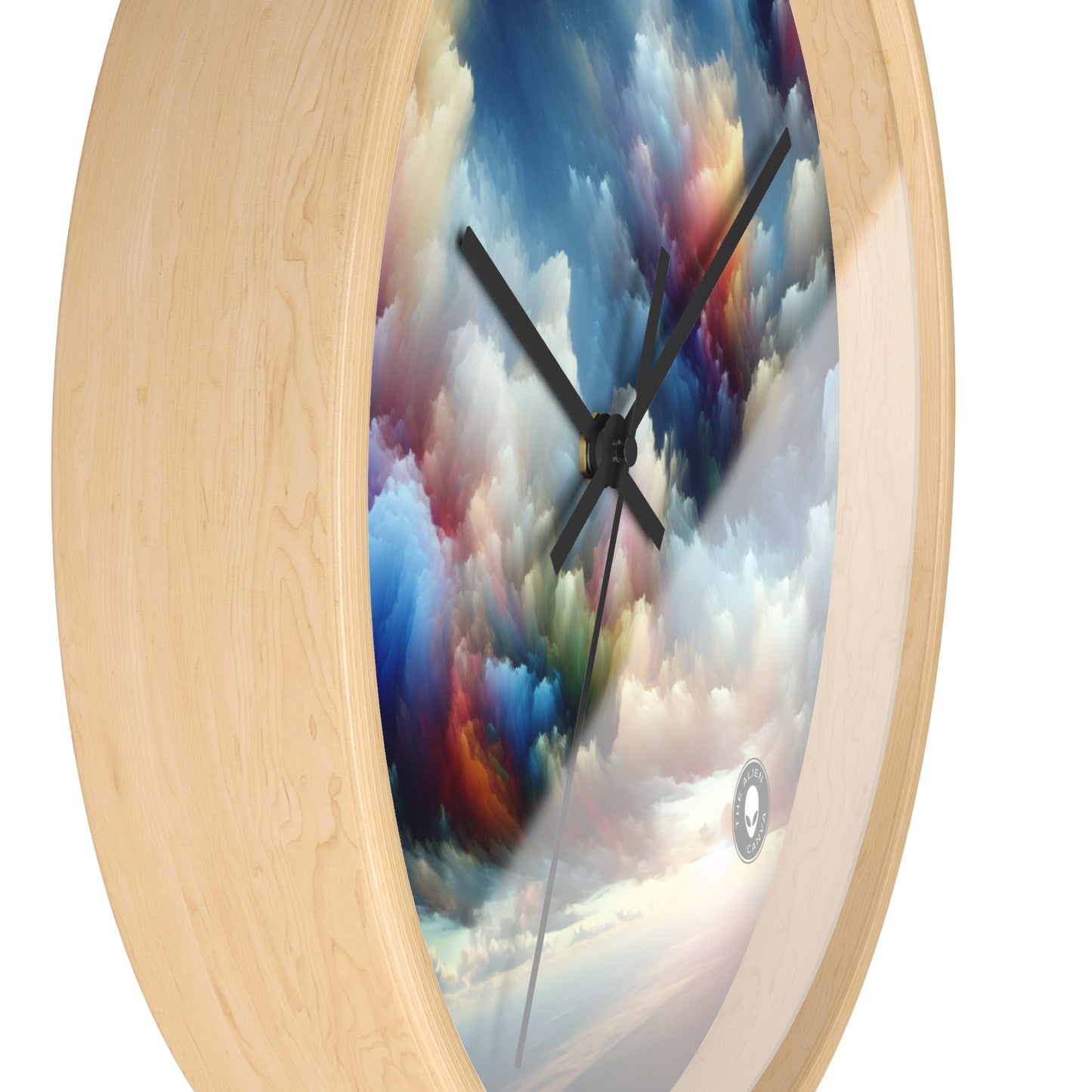 "Rainbow Cloudscape: A Surreal Watercolor Dream" - The Alien Wall Clock