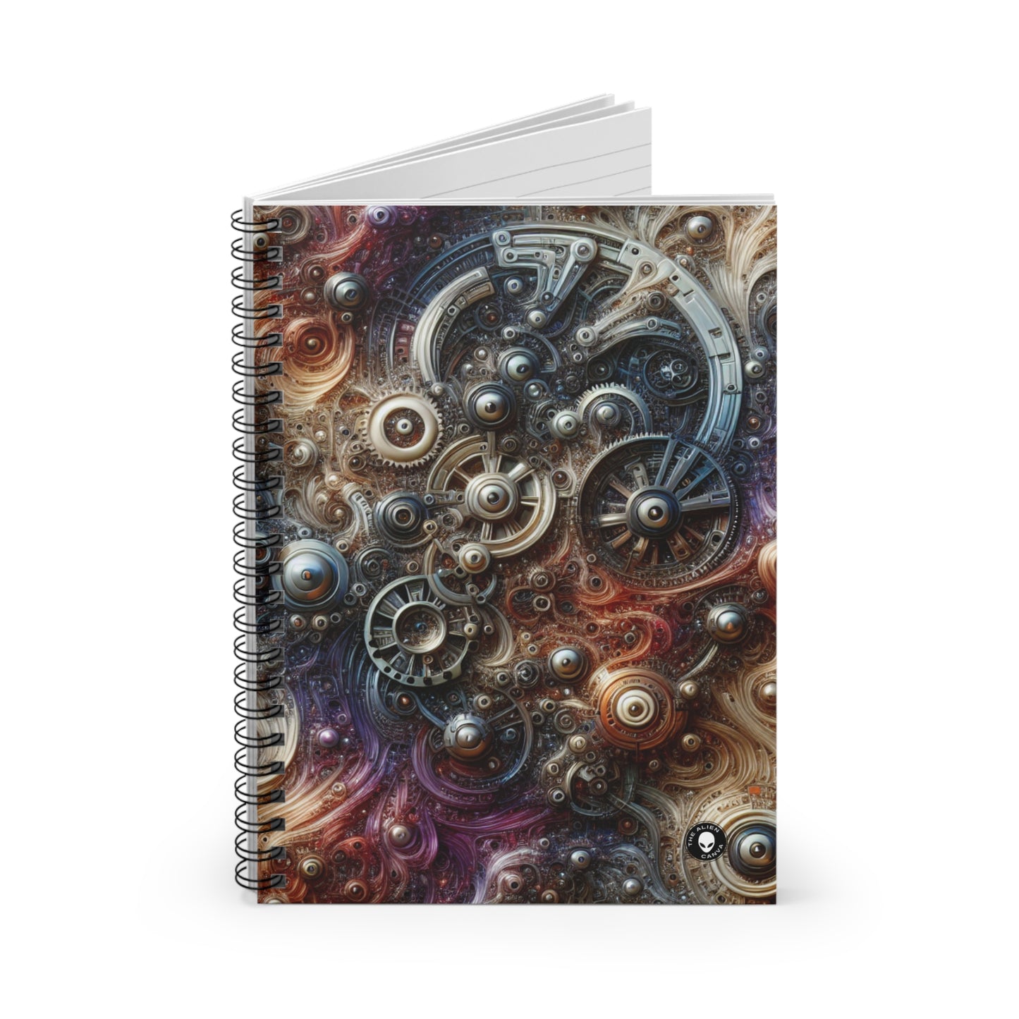 "Cybernetic Sentinel: A Futuristic Fusion of Man and Machine" - The Alien Spiral Notebook (Ruled Line) Bio-mechanical Art