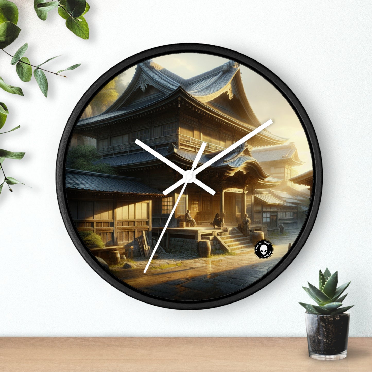 "Golden Hour Bliss : Paysage de réalisme photographique" - L'horloge murale extraterrestre Réalisme photographique