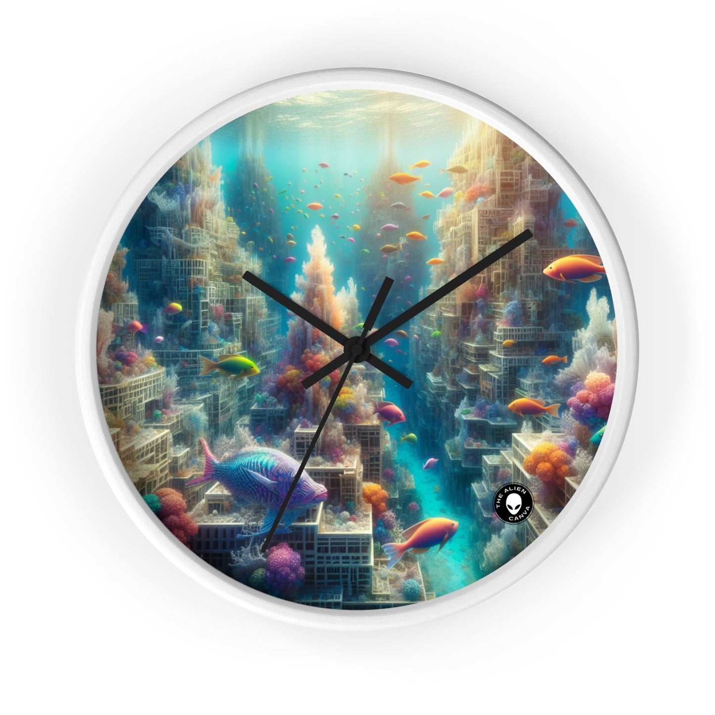 "Coralline City: A Surreal Underwater Wonderland" - The Alien Wall Clock