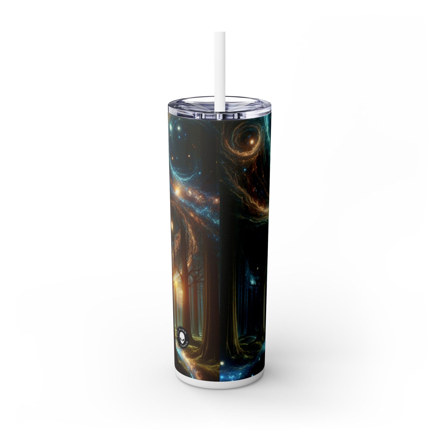 "Galactic Woods: A Celestial Dreamscape" - Vaso delgado con pajita de Alien Maars® de 20 oz