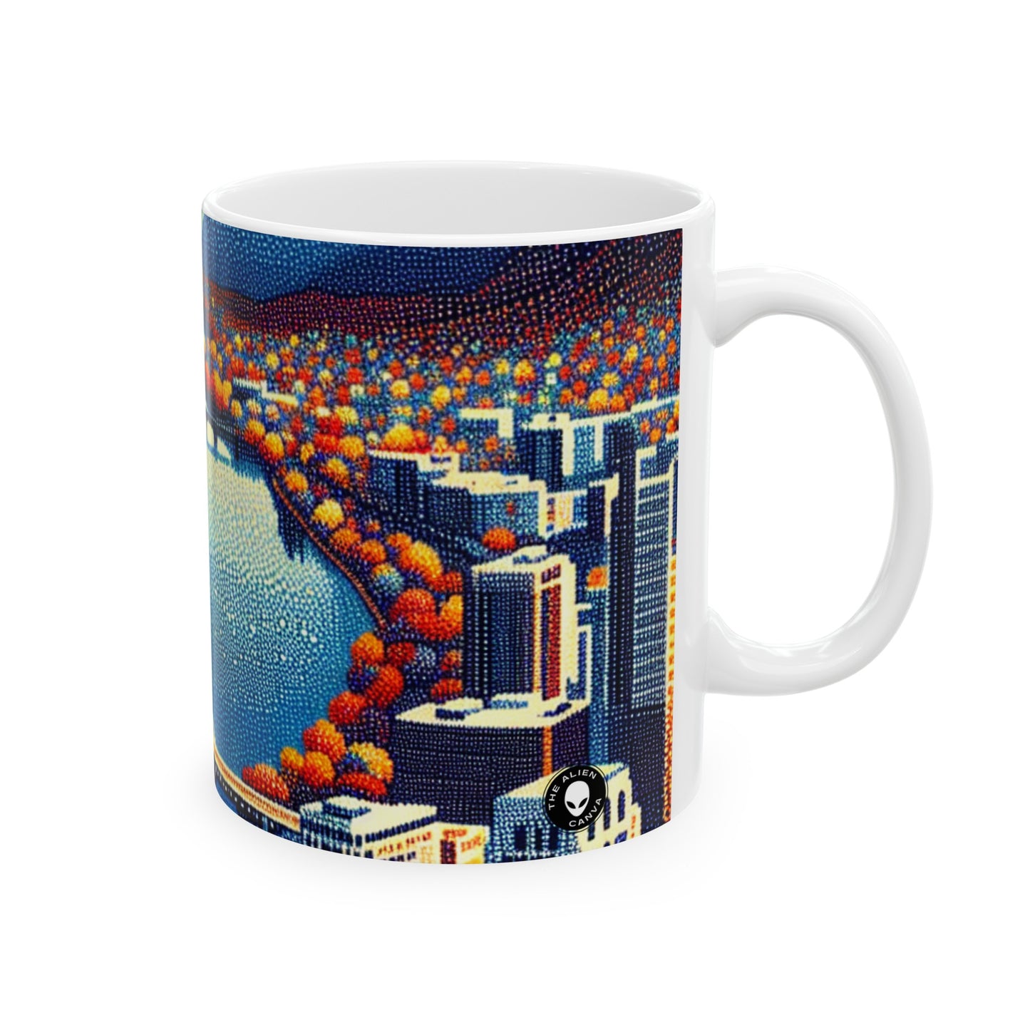 "Twilight Dotted Serenity" - The Alien Ceramic Mug 11oz Pointillism