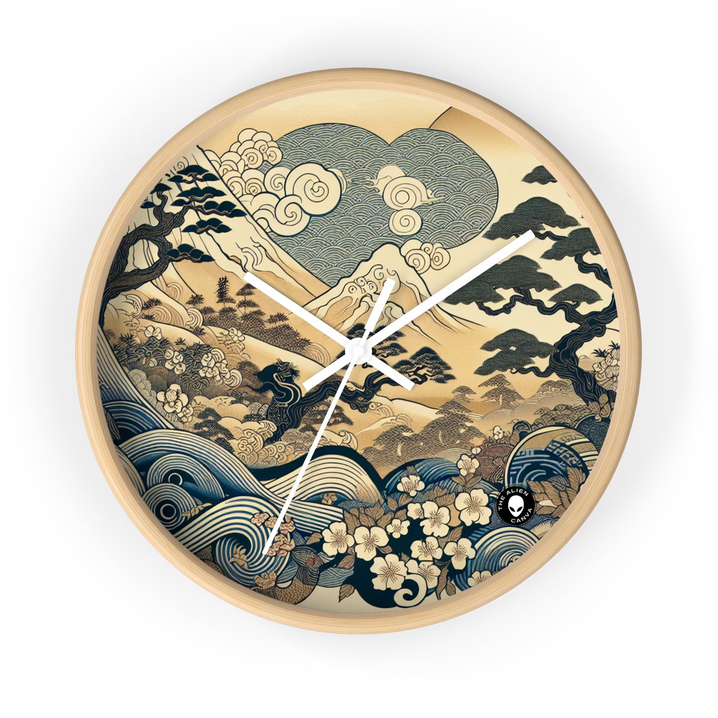 "Los sueños festivos de Edo" - El reloj de pared alienígena Ukiyo-e (impresión en madera japonesa)