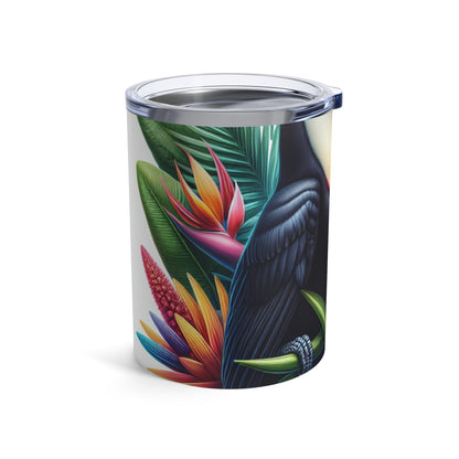 "Toucan on a Tropical Bloom" - The Alien Tumbler 10oz Hyperrealism Style