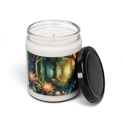 Forêt enchantée : fleurs lumineuses et êtres mystiques - Bougie parfumée au soja Alien 9oz