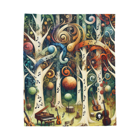 "Melodic Enchantment: The Instrumental Forest" - The Alien Velveteen Plush Blanket