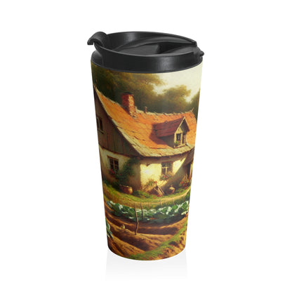 "Bustling Market: A Colorful Post-Impressionist Scene" - The Alien Stainless Steel Travel Mug Post-Impressionism