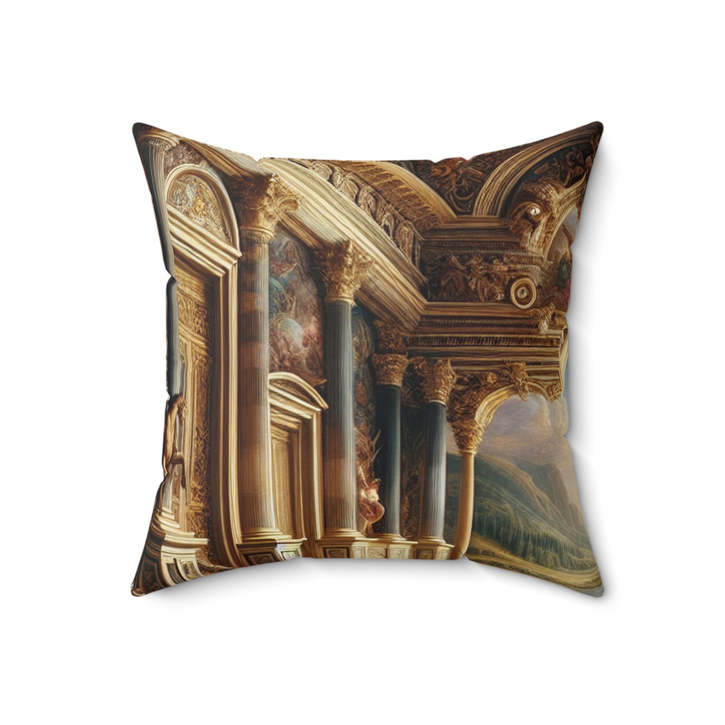 "A Neo-Renaissance Odyssey: A Modern Panorama"- The Alien Spun Polyester Square Pillow Renaissance Art