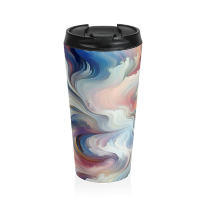 "Harmonie dans la nature : une abstraction lyrique" - La tasse de voyage Alien en acier inoxydable Abstraction lyrique