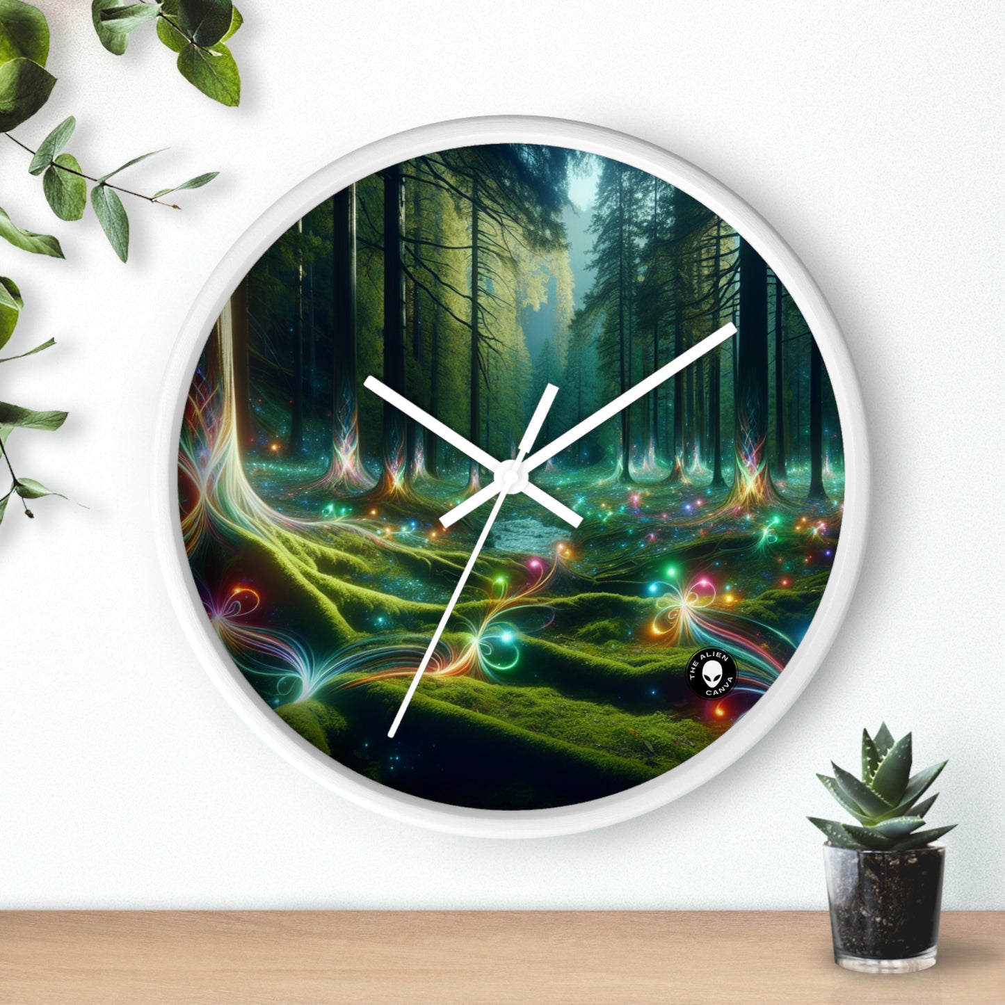 - Crystal-Enchanted Forest: A Tapestry of Light - The Alien Wall Clock