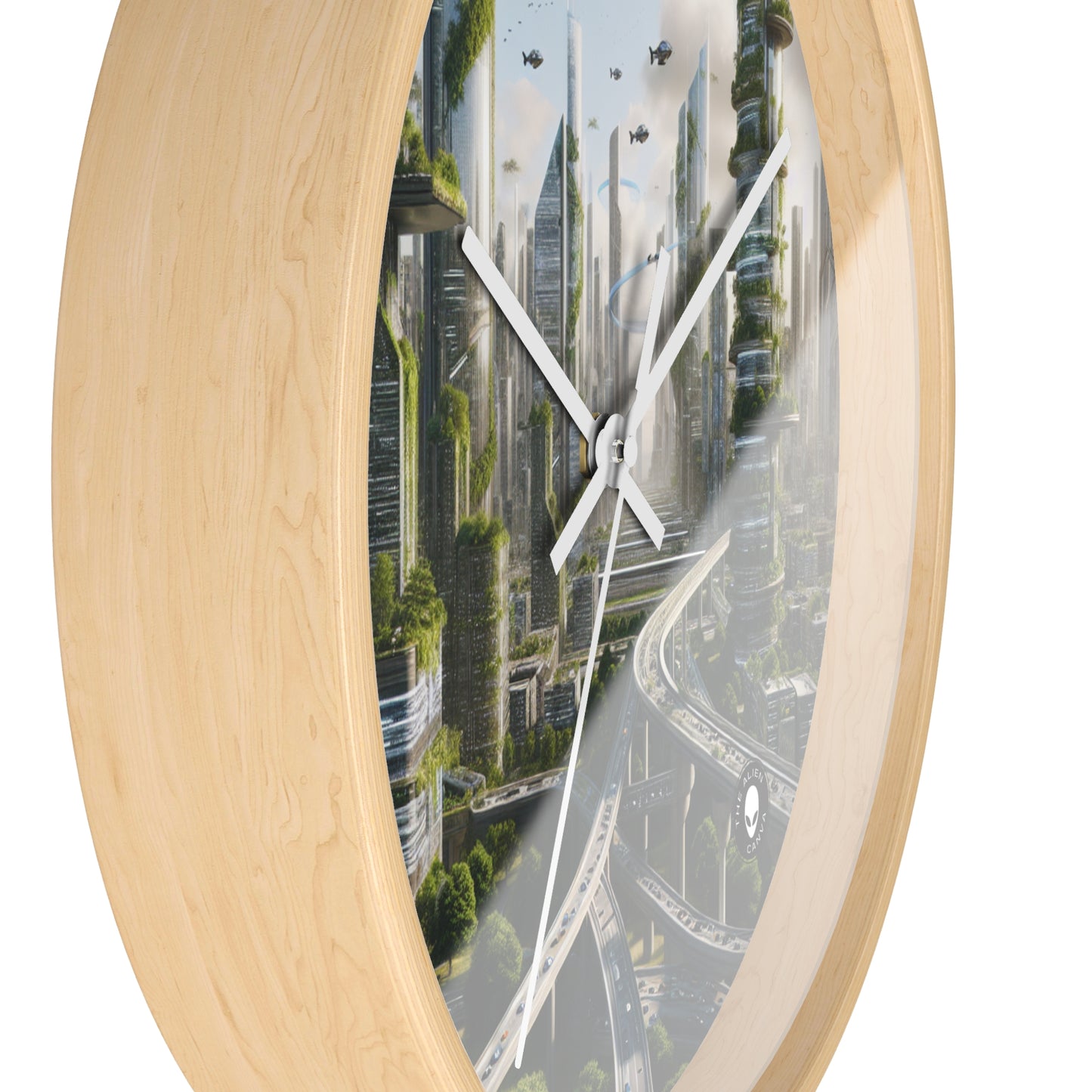 "Nature's Reclamation: A Futuristic Cityscape" - The Alien Wall Clock