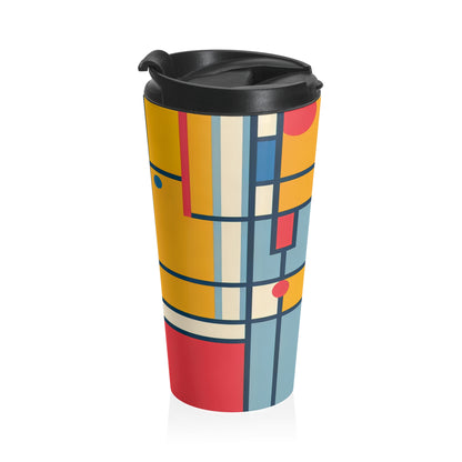 "De Stijl Grid : Une composition de couleurs minimaliste" - La tasse de voyage Alien en acier inoxydable De Stijl