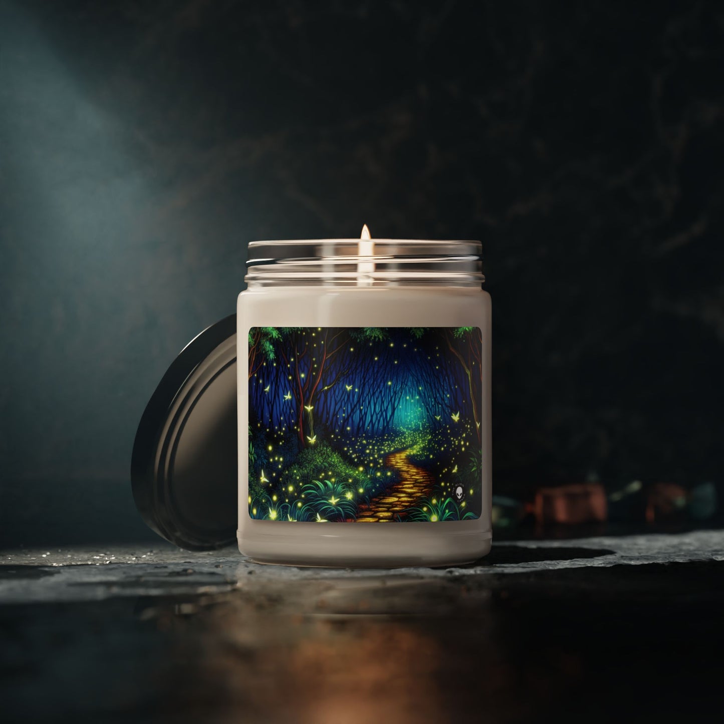 "Bosque Encantado: Resplandor Nocturno" - Vela de Soja con Aroma Extraterrestre de 9oz