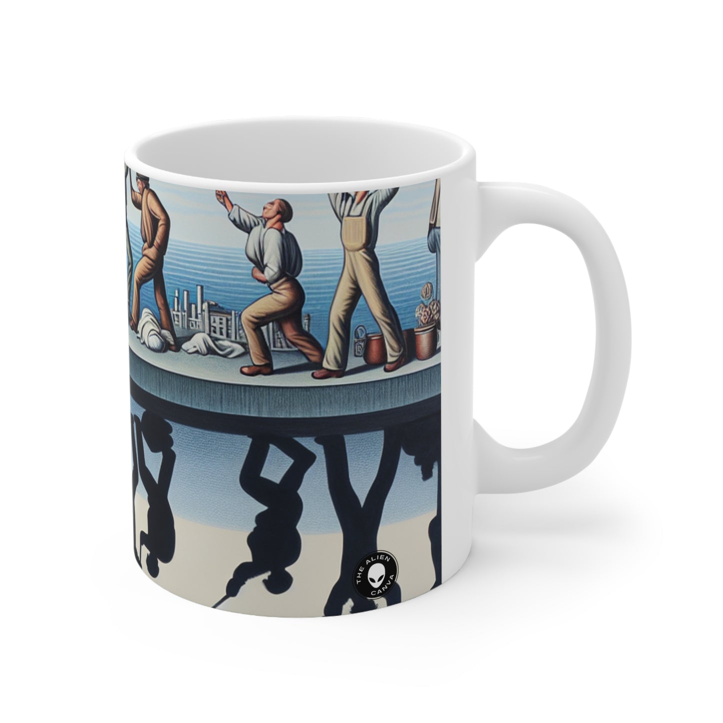 "Dilemmes numériques : explorer la condition humaine à l'ère de la technologie" - La tasse en céramique Alien 11oz Réalisme social