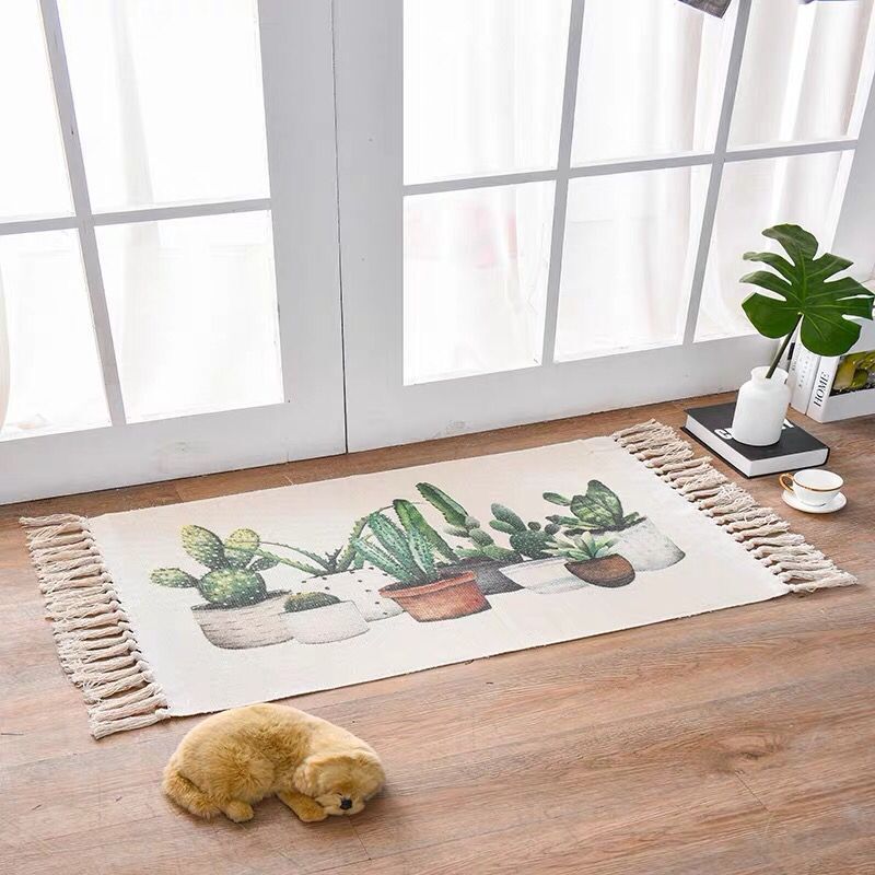 Tapis en coton et lin de style scandinave