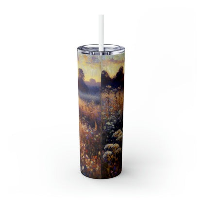 « Wildflower Sunrise » - The Alien Maars® Skinny Tumbler avec paille 20oz Style impressionnisme