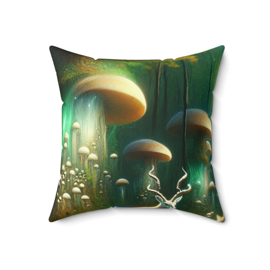 "Mystical Mushroom Grove"- The Alien Spun Polyester Square Pillow