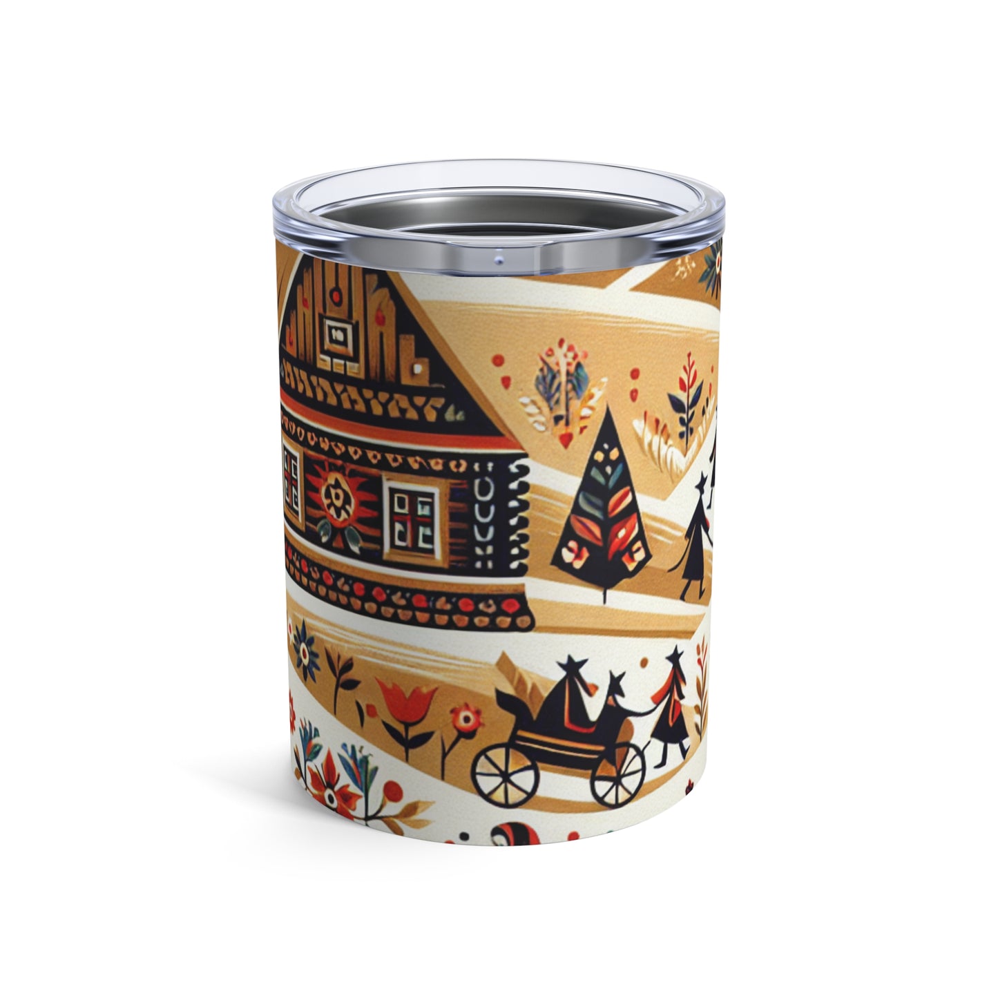 "Symphonie du village ukrainien : une réflexion colorée sur l'art populaire" - The Alien Tumbler 10oz Folk Art