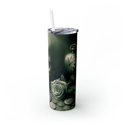 « Lingering Decay » - The Alien Maars® Skinny Tumbler avec paille 20oz Vanitas Painting Style