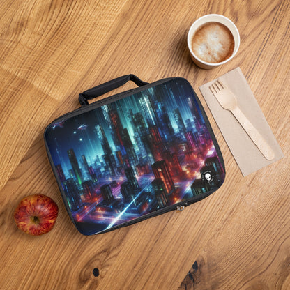 « Neon Skyline : un paysage urbain futuriste » – Le sac à lunch Alien