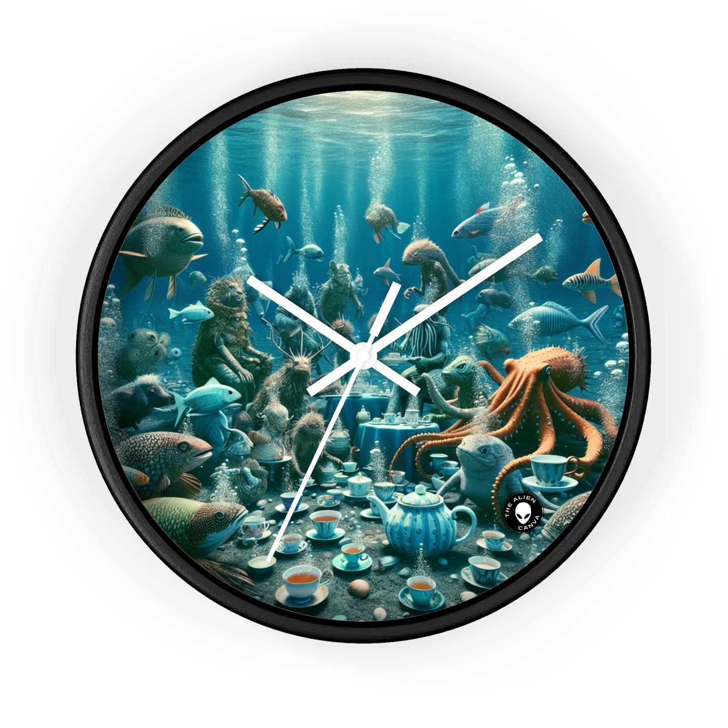 « L'heure du thé dans la mer bleue profonde » - L'horloge murale Alien