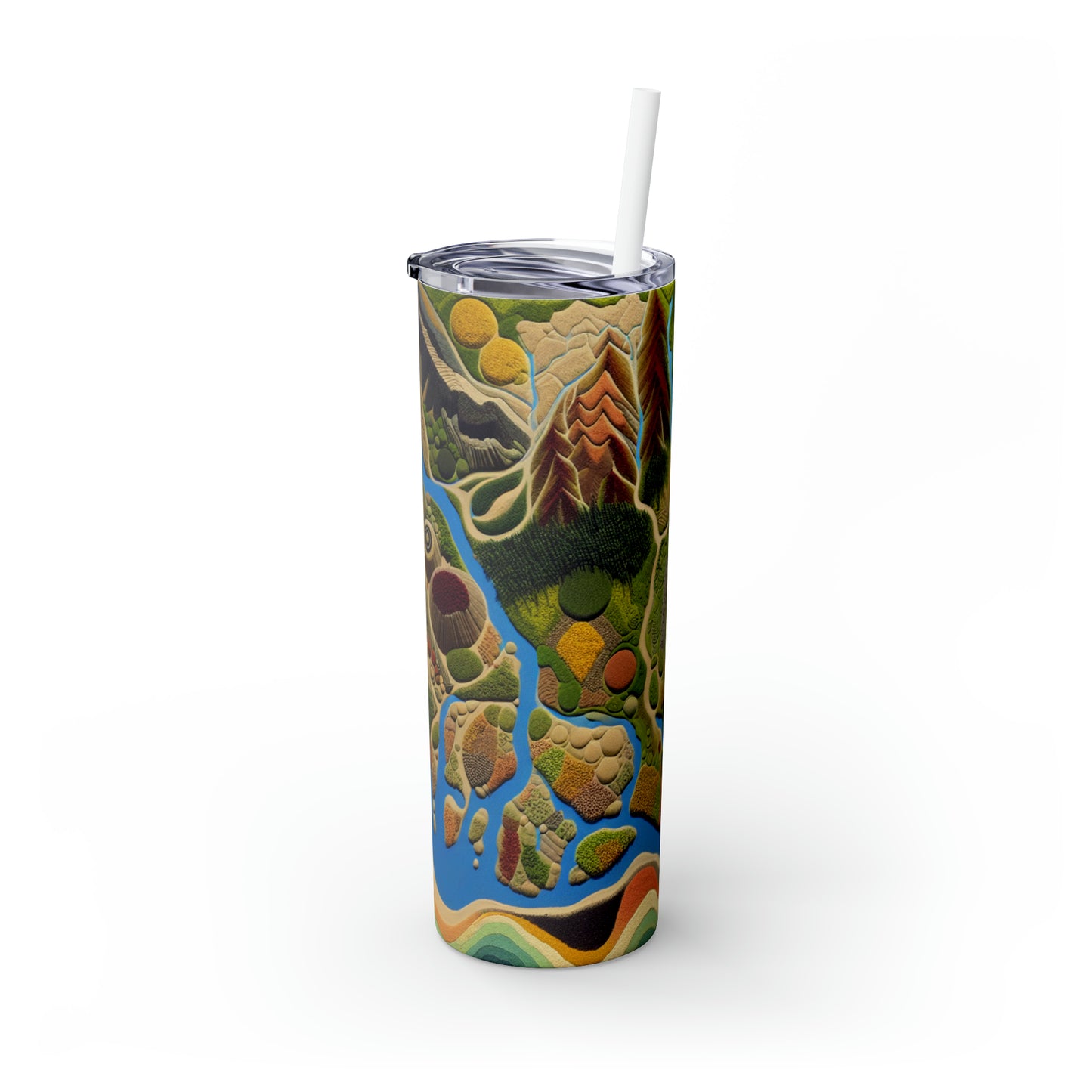 "Mapping Mother Nature: Crafting a Living Mural of Our Region". - The Alien Maars® Skinny Tumbler with Straw 20oz Land Art Style