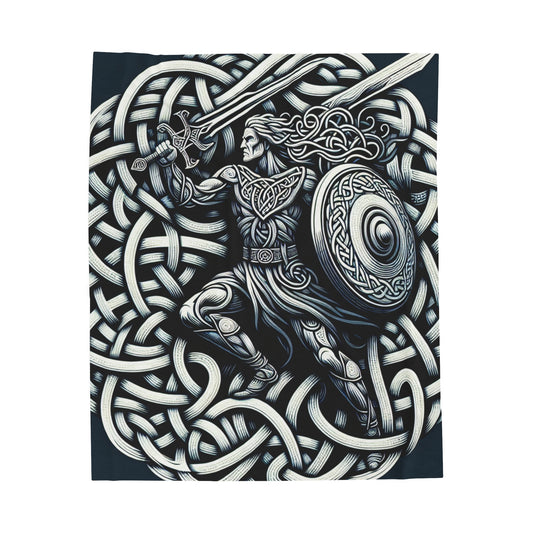 "Celtic Knight: Sword &amp; Shield in Ancient Knots" - La couverture en peluche Alien en velours de style art celtique