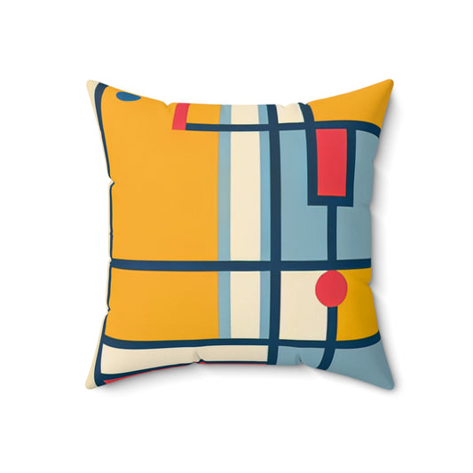 "De Stijl Grid: A Minimalist Color Composition" - The Alien Spun Polyester Square Pillow De Stijl