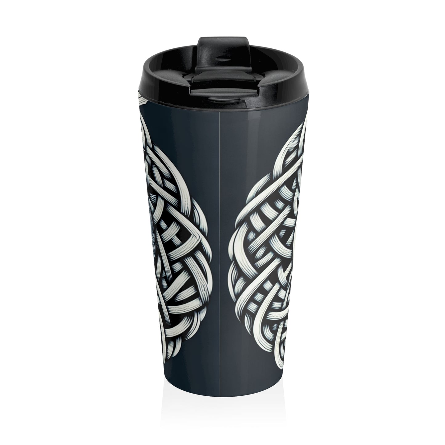 "Celtic Knight: Sword & Shield in Ancient Knots" - The Alien Stainless Steel Travel Mug Celtic Art Style