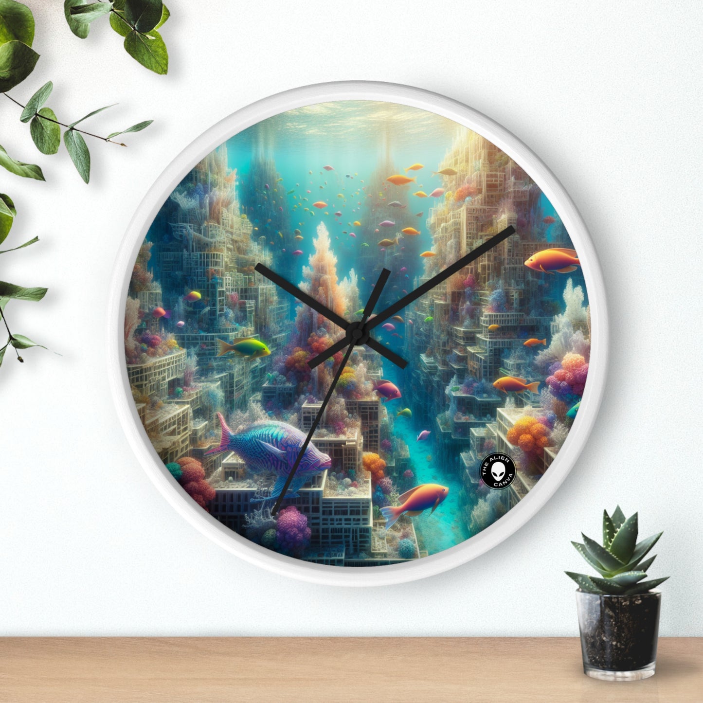 "Coralline City: A Surreal Underwater Wonderland" - The Alien Wall Clock