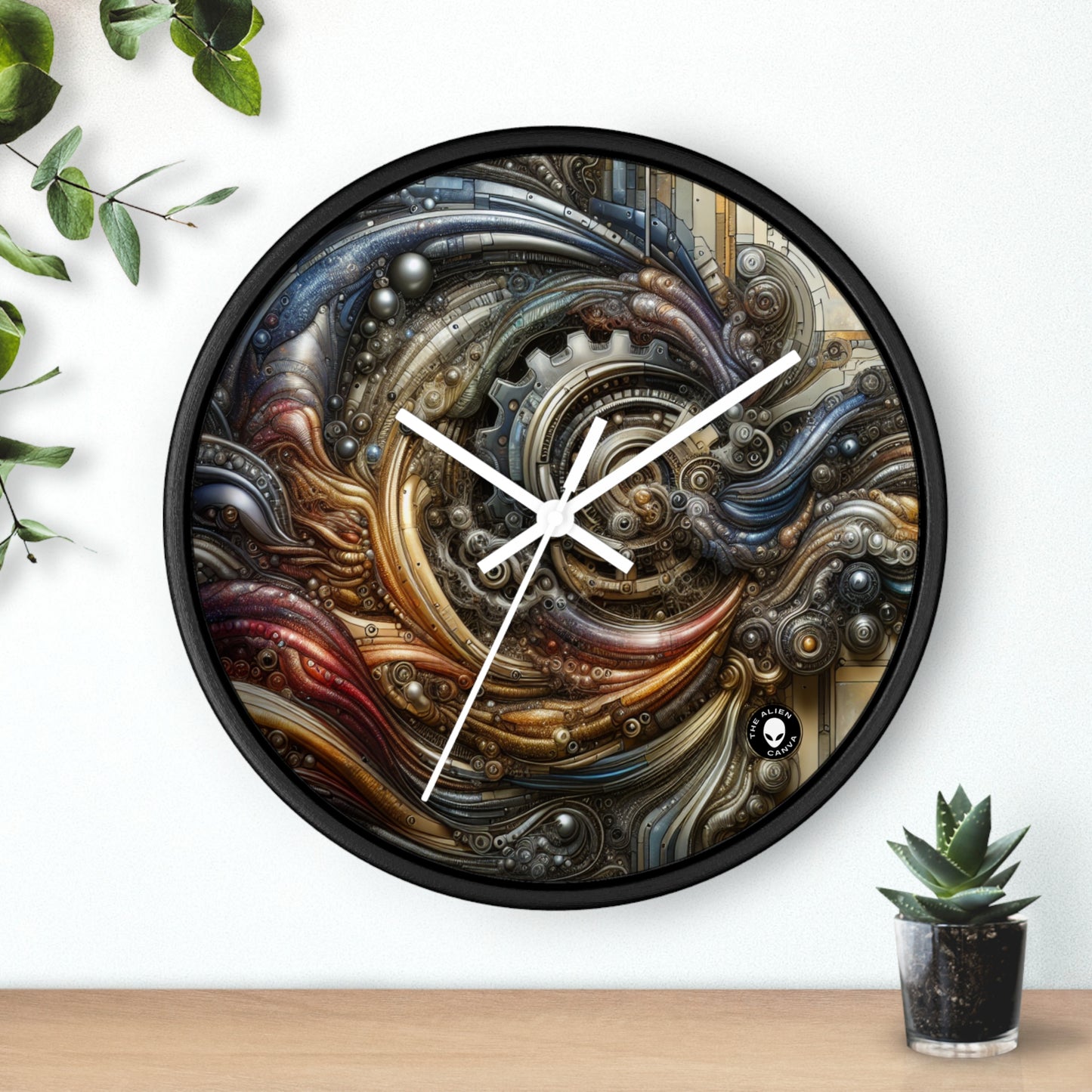 "Bio-Mech Cityscape: Harmonious Fusion" - The Alien Wall Clock Bio-mechanical Art