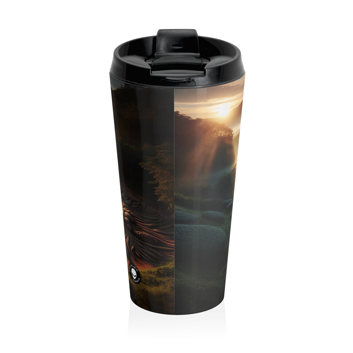 "Nature's Tapestry: Harmonious Geometric Art Installation" - The Alien Stainless Steel Travel Mug Land Art