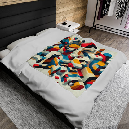 "Harmonious Balance: Geometric Abstract Art" - The Alien Velveteen Plush Blanket Geometric Abstraction