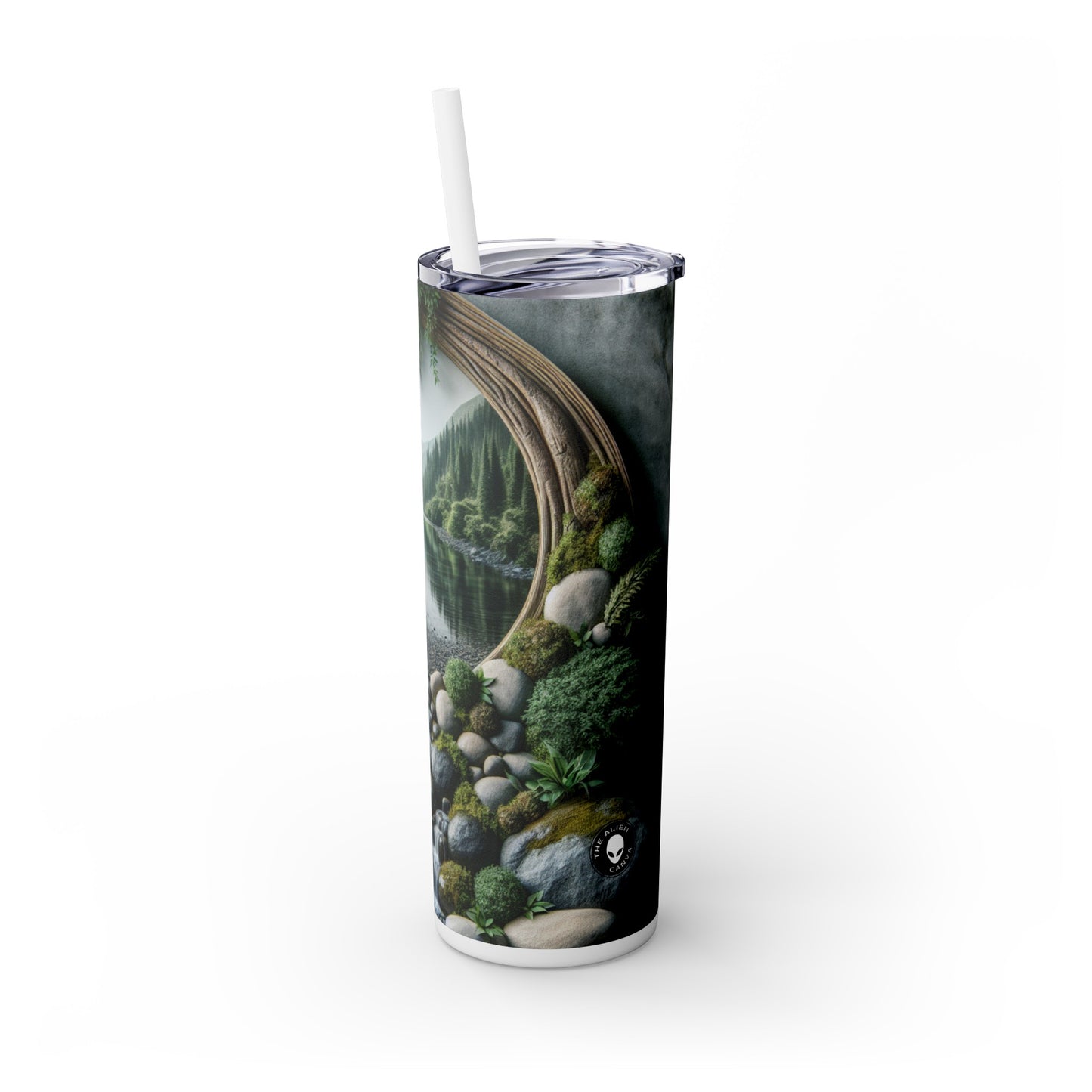 "Eco-Unity: A Multi-Sensory Sculptural Journey" - The Alien Maars® Skinny Tumbler with Straw 20oz Environmental Sculpture